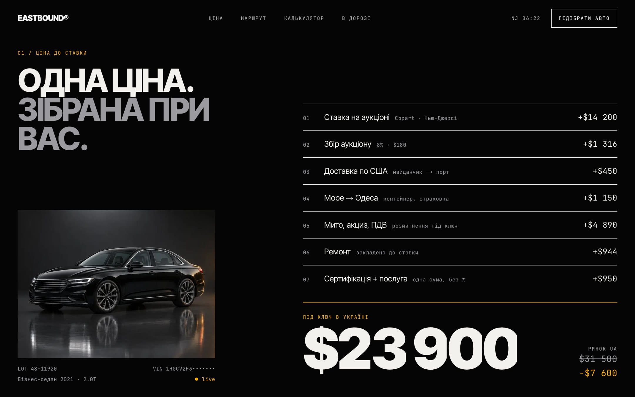 Ціна, що збирається при скролі
